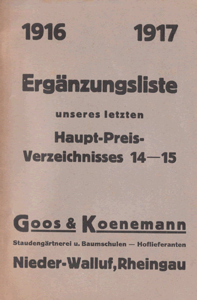 'Goos & Koenemann Ergänzungsliste 1916 1917'  photo