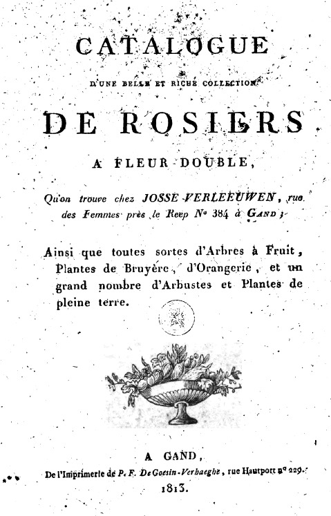 'Catalogue d'une belle et riche collection de Rosiers à fleurs doubles 1813'  photo