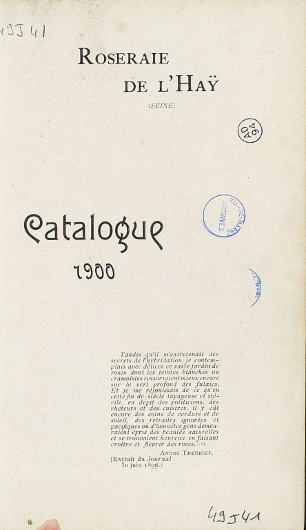 'Roseraie de l'Haÿ - Catalogue 1900'  photo